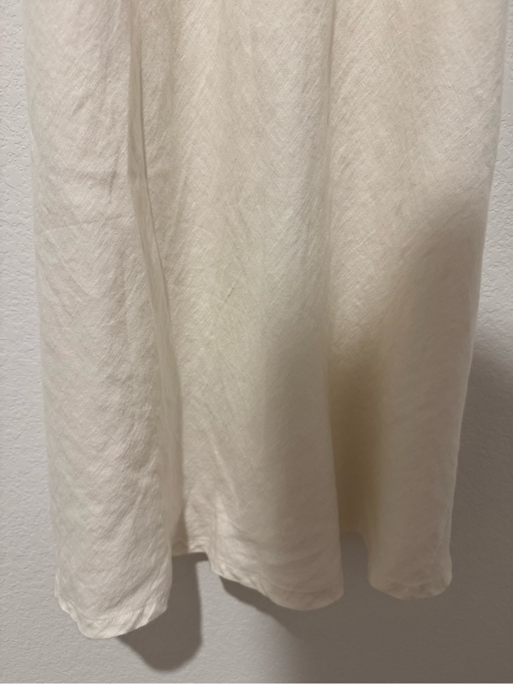 FLAX 100% Linen White Slip Dress Knee Length Minimalist Lightweight - Picture 7 of 9